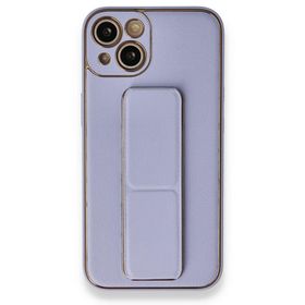 BSSM iPhone 13 Coco Deri Standlı Kapak Lila Kılıf