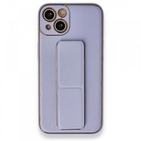 BSSM iPhone 13 Coco Deri Standlı Kapak Lila Kılıf