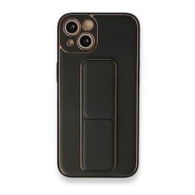 BSSM iPhone 13 Coco Deri Standlı Kapak Siyah Kılıf