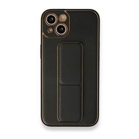 BSSM iPhone 13 Coco Deri Standlı Kapak Siyah Kılıf