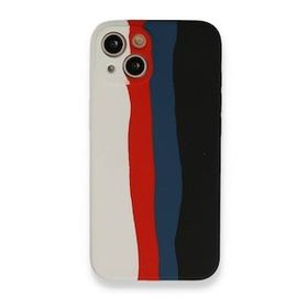 BSSM iPhone 13 Ebruli Lansman Silikon Beyaz Siyah Kılıf