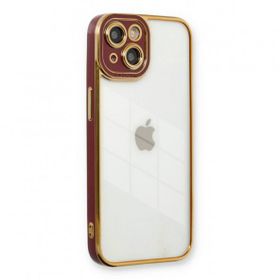 BSSM iPhone 13 Liva Lens Silikon Bordo Kılıf