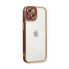 BSSM iPhone 13 Liva Lens Silikon Bordo Kılıf
