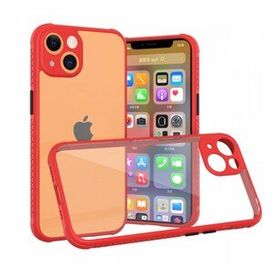 BSSM iPhone 13 Miami Şeffaf Silikon Kırmızı Kılıf