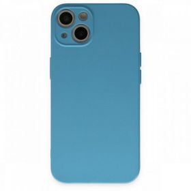 BSSM iPhone 13 Mini Nano İçi Kadife Silikon Mavi Kılıf