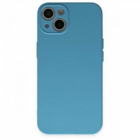 BSSM iPhone 13 Mini Nano İçi Kadife Silikon Mavi Kılıf