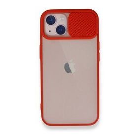 BSSM iPhone 13 Palm Buzlu Kamera Sürgülü Silikon Kırmızı Kılıf