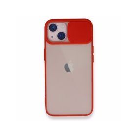 BSSM iPhone 13 Palm Buzlu Kamera Sürgülü Silikon Kırmızı Kılıf