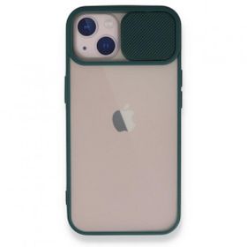 BSSM iPhone 13 Palm Buzlu Kamera Sürgülü Silikon Yeşil Kılıf