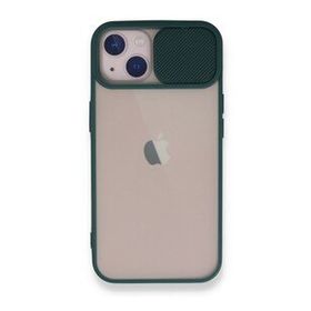 BSSM iPhone 13 Palm Buzlu Kamera Sürgülü Silikon Yeşil Kılıf