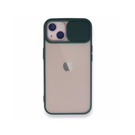 BSSM iPhone 13 Palm Buzlu Kamera Sürgülü Silikon Yeşil Kılıf