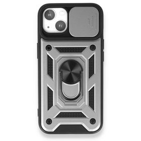 BSSM iPhone 13 Pars Lens Yüzüklü Silikon Gümüş Renkli Kılıf