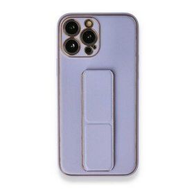 BSSM iPhone 13 Pro Max Coco Deri Standlı Kapak Lila Kılıf