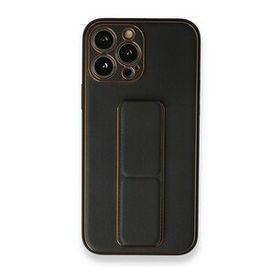 BSSM iPhone 13 Pro Max Coco Deri Standlı Kapak Siyah Kılıf