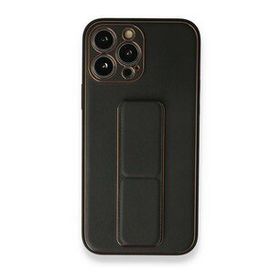 BSSM iPhone 13 Pro Max Coco Deri Standlı Kapak Siyah Kılıf