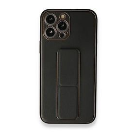 BSSM iPhone 13 Pro Max Coco Deri Standlı Kapak Siyah Kılıf