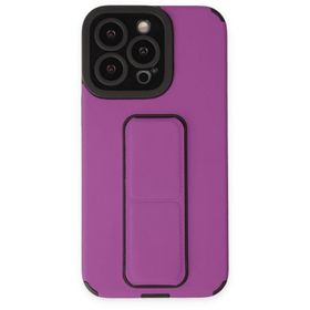 BSSM iPhone 13 Pro Max Mega Standlı Silikon Mor Renkli Kılıf