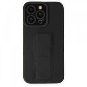 BSSM iPhone 13 Pro Max Mega Standlı Silikon Siyah Kılıf