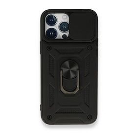 BSSM iPhone 13 Pro Max Pars Lens Yüzüklü Silikon Siyah Kılıf