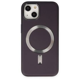 BSSM iPhone 14 Coco Deri Magneticsafe Silikon Derin Mor Kılıf