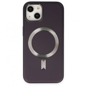BSSM iPhone 14 Coco Deri Magneticsafe Silikon Derin Mor Kılıf