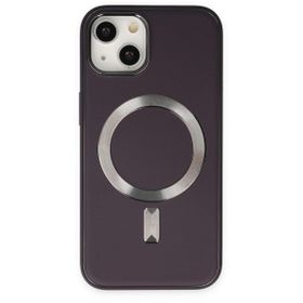 BSSM iPhone 14 Coco Deri Magneticsafe Silikon Derin Mor Kılıf