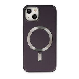 BSSM iPhone 14 Coco Deri Magneticsafe Silikon Derin Mor Kılıf