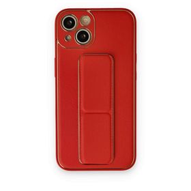 BSSM iPhone 14 Coco Deri Standlı Kapak Kırmızı Kılıf