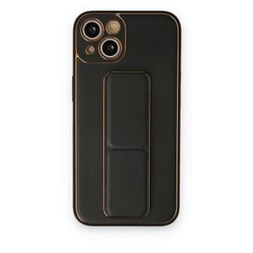 BSSM iPhone 14 Coco Deri Standlı Kapak Siyah Kılıf