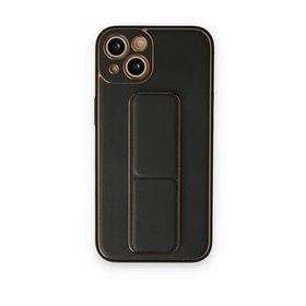 BSSM iPhone 14 Coco Deri Standlı Kapak Siyah Kılıf