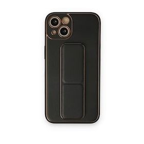 BSSM iPhone 14 Coco Deri Standlı Kapak Siyah Kılıf