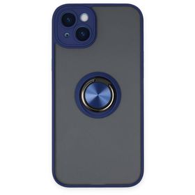 BSSM iPhone 14 Montreal Yüzüklü Silikon Kapak Lacivert Kılıf