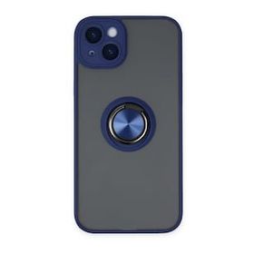 BSSM iPhone 14 Montreal Yüzüklü Silikon Kapak Lacivert Kılıf