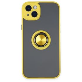 BSSM iPhone 14 Montreal Yüzüklü Silikon Kapak Sarı Kılıf