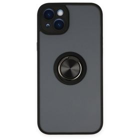 BSSM iPhone 14 Montreal Yüzüklü Silikon Kapak Siyah Kılıf