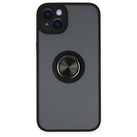 BSSM iPhone 14 Montreal Yüzüklü Silikon Kapak Siyah Kılıf