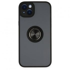 BSSM iPhone 14 Montreal Yüzüklü Silikon Kapak Siyah Kılıf