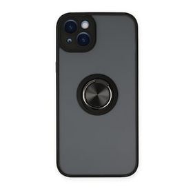 BSSM iPhone 14 Montreal Yüzüklü Silikon Kapak Siyah Kılıf