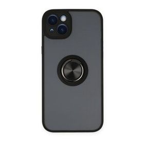 BSSM iPhone 14 Montreal Yüzüklü Silikon Kapak Siyah Kılıf
