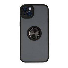 BSSM iPhone 14 Montreal Yüzüklü Silikon Kapak Siyah Kılıf