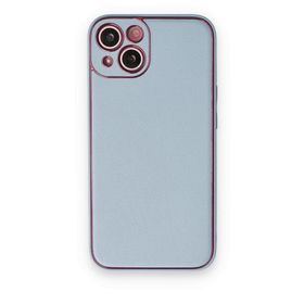 BSSM iPhone 14 Plus Coco Deri Silikon Kapak Sky Blue Kılıf