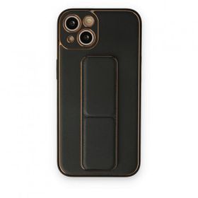 BSSM iPhone 14 Plus Coco Deri Standlı Kapak Siyah Kılıf