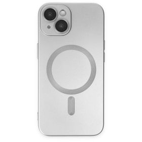 BSSM iPhone 14 Plus Moshi Lens Magneticsafe Silikon Gümüş Kılıf