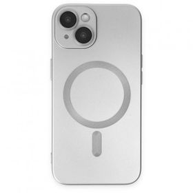 BSSM iPhone 14 Plus Moshi Lens Magneticsafe Silikon Gümüş Kılıf