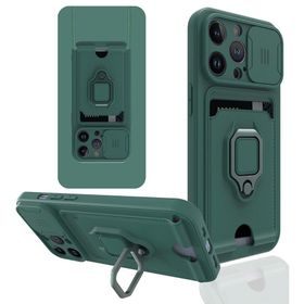 BSSM iPhone 14 Pro Max Zuma Kartvizitli Yüzüklü Silikon Yeşil Renkli Kılıf