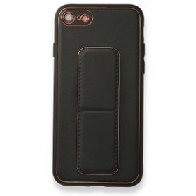 BSSM iPhone 7 Coco Deri Standlı Kapak Siyah Cep Telefonu Kılıfı