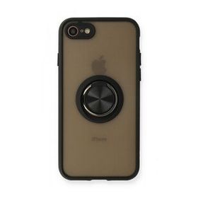 BSSM iPhone 7 Montreal Yüzüklü Silikon Kapak Siyah Kılıf