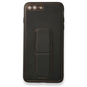 BSSM iPhone 7 Plus Coco Deri Standlı Kapak Siyah Kılıf