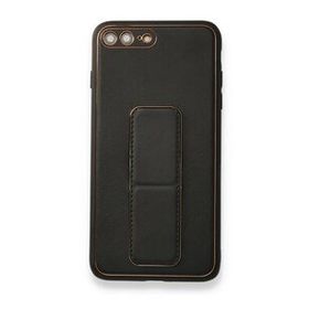 BSSM iPhone 7 Plus Coco Deri Standlı Kapak Siyah Kılıf