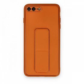 BSSM iPhone 7 Plus Coco Deri Standlı Kapak Turuncu Kılıf